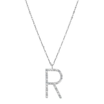 1 - Collana donna lettera R in Argento 925 Rosato Cubica RZCU18