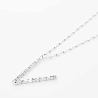 1 - Woman Necklace Letter V in 925 Silver Rosato Cubica  RZCU22