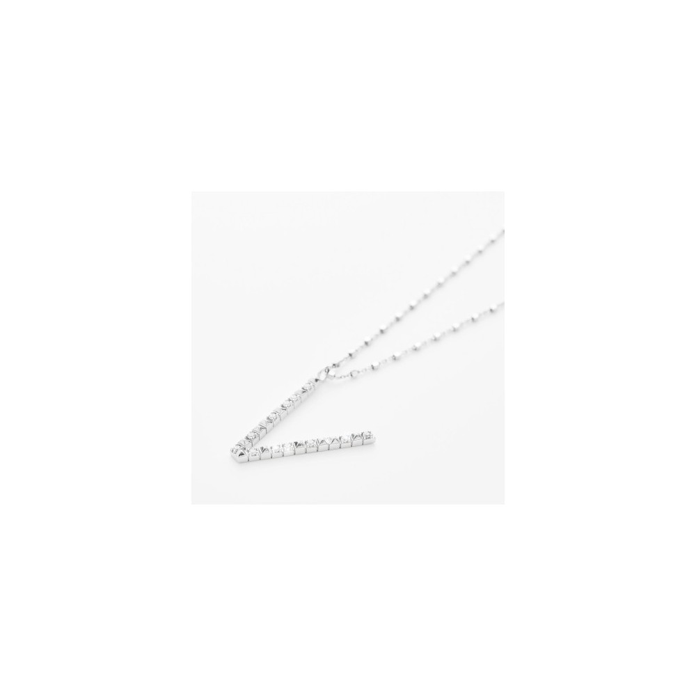 1 - Woman Necklace Letter V in 925 Silver Rosato Cubica  RZCU22