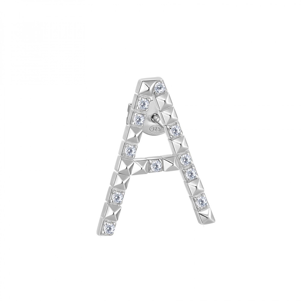 1 - Woman earring letter A in 925 Silver Rosato Cubica RZCU27