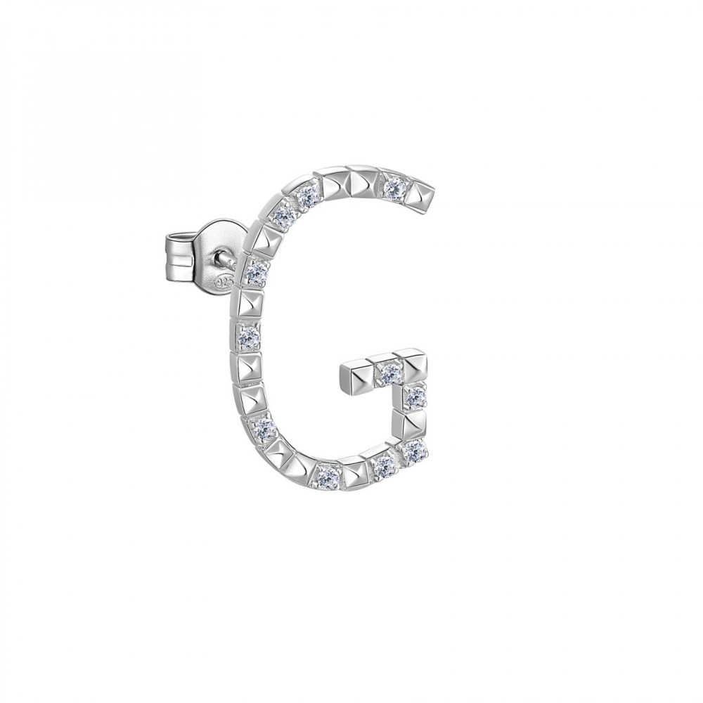 1 - Woman earring letter G in 925 Silver Rosato Cubica RZCU33