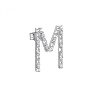 1 - Woman earring letter M in 925 Silver Rosato Cubica RZCU39