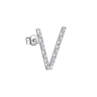 1 - Orecchino donna lettera V in Argento 925 Rosato Cubica RZCU48