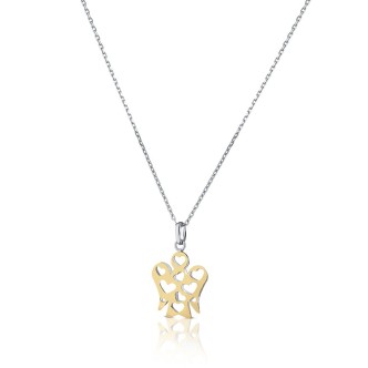 1 - Angel woman necklace with perforated hearts Roberto Giannotti NKT320 White Gold