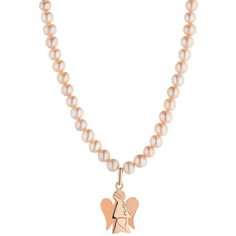 1 - Roberto Giannotti NKT182R necklace with pearls col. rose and angel Angels collection