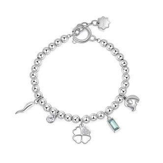 1 - Bracciale donna quadrifoglio cornetto elefante Acciaio 316L Brosway Chakra BHKB114