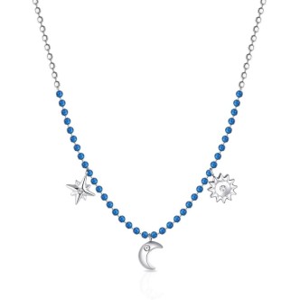 1 - Collana donna luna smalto blu Acciaio 316L Brosway Chant BAH61