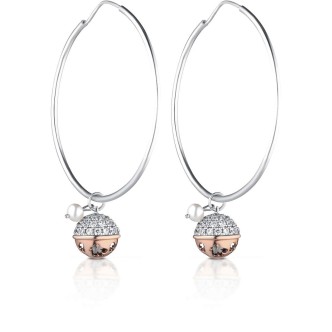 1 - Roberto Giannotti SFA127 earrings with pearl col. white and rosy silver sphere with zircons Chiama Angeli collection