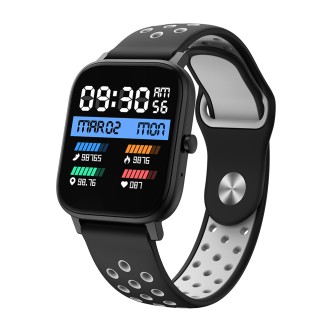 1 - Smarty 2.0 unisex Smartwatch watch black SW023C perforated silicone strap