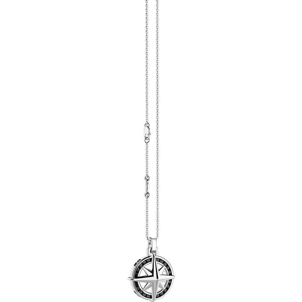 1 - Zancan EXC547 wind rose necklace in Sterling Silver with black spinels Regata collection