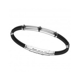 1 - Bracciale uomo Zancan rosa dei venti Kevlar nero Argento 925 ESB069-NE