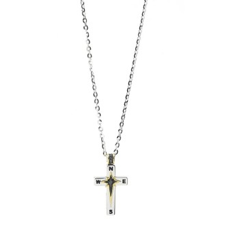 1 - 18Kt Gold men's necklace with Zancan cross diamonds EC418BR Insignia Gold