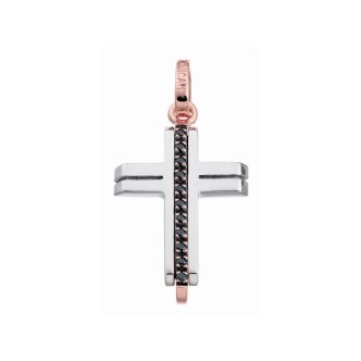 1 - Gold cross pendant for men Zancan EPE053B with black diamonds