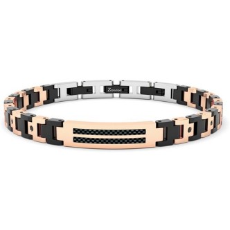 1 - Bracciale uomo Zancan acciaio nero e rosato con fibra carbonio EHB280