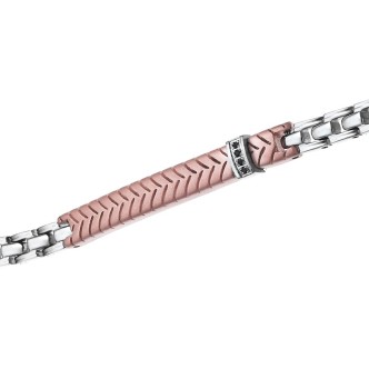 1 - Bracciale uomo Zancan acciaio rosato con zircone UHB004