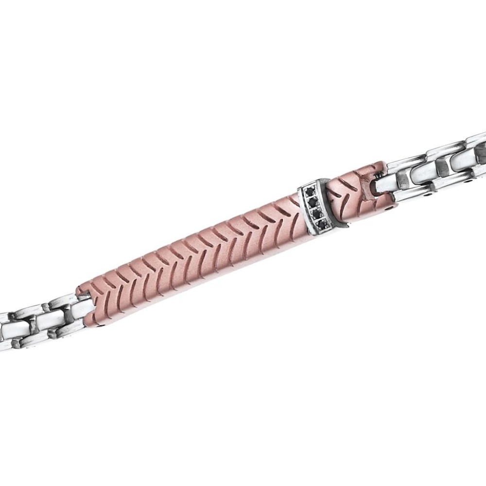 1 - Bracciale uomo Zancan acciaio rosato con zircone UHB004