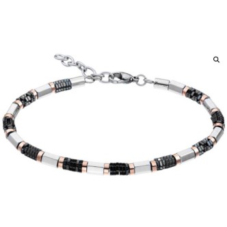 1 - Bracciale uomo Zancan acciaio PVD Nero e Rosa UHB018