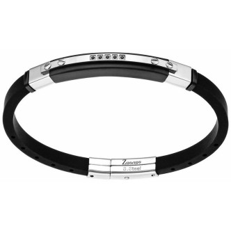 1 - Bracciale uomo Zancan nero acciaio e silicone UHB025