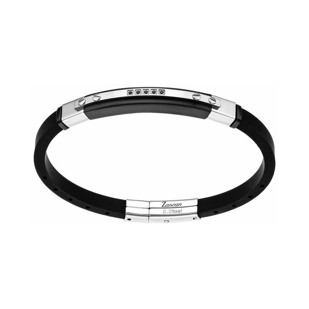 1 - Zancan black steel and silicone men's bracelet UHB025