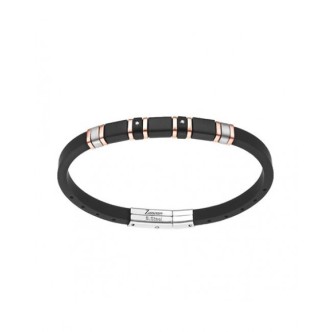 1 - Bracciale uomo Zancan nero acciaio rosato e silicone UHB026