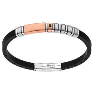 1 - Bracciale uomo Zancan nero acciaio rosato e silicone UHB027