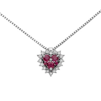 1 - Woman Gold Ruby Heart Necklace 18Kt White Gold with diamonds DHPR9130.004