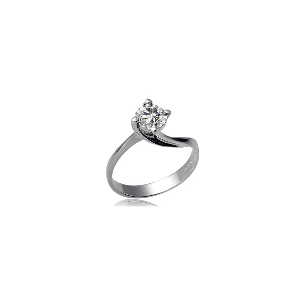 1 - Woman Gold Solitaire Ring 18Kt White Gold with diamond DHAS9134.005