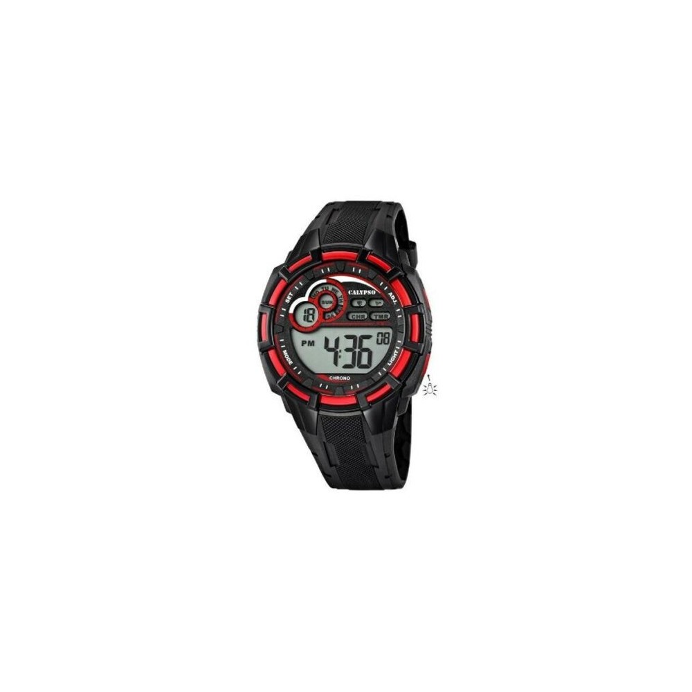 1 - Calypso black and red digital watch for men K5625 / 4 plastic