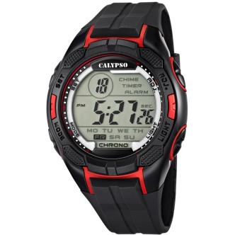 1 - Orologio digitale uomo Calypso nero e rosso K5627/3 plastica