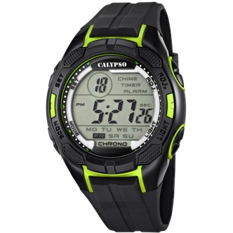 1 - Calypso black and yellow digital watch for men K5627 / 4 plastic