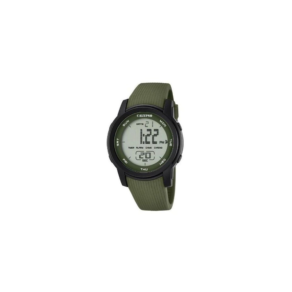 1 - Calypso green digital watch for men K5698 / 4 silicone strap