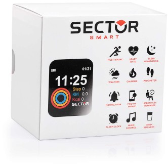 1 - Smartwatch unisex Sector S-03 rettangolare nero cinturino silicone R3251282001