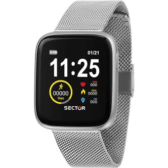 1 - Sector S-04 unisex smartwatch rectangular silver Milan mesh R3253158003