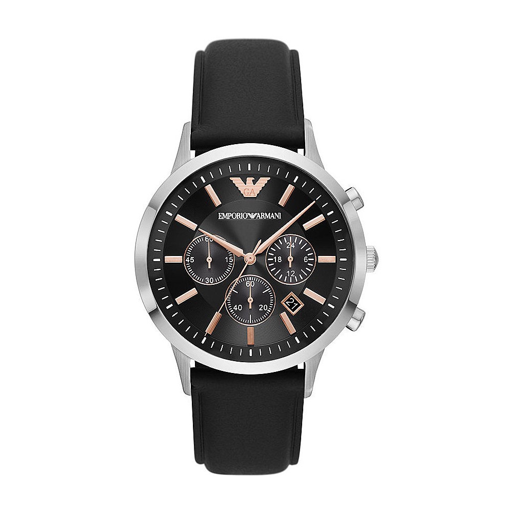 1 - Orologio Cronografo uomo Emporio Armani nero AR11431 acciaio cinturino pelle