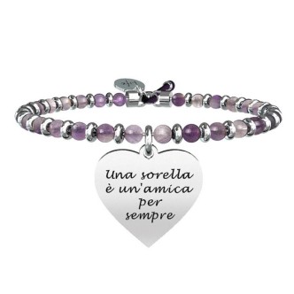 1 - Bracciale Kidult 731436 acciaio 316L con ametista e cristalli collezione Family.