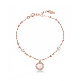 1 - Bracciale donna lettera C Dvuccio BTRESAG/R-C Argento 925 placcato Oro Rosa collezione Kelly