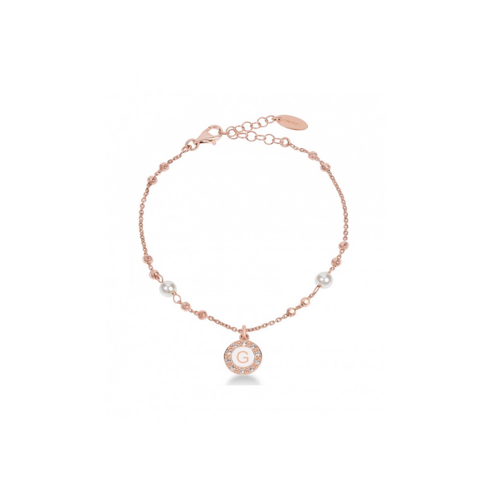 1 - Bracciale donna lettera G Dvuccio BTRESAG/R-G Argento 925 placcato Oro Rosa collezione Kelly