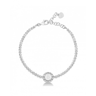 1 - Bracciale Tennis donna lettera B Dvuccio BTCAG/W-B Argento 925 con zirconi collezione Charlotte