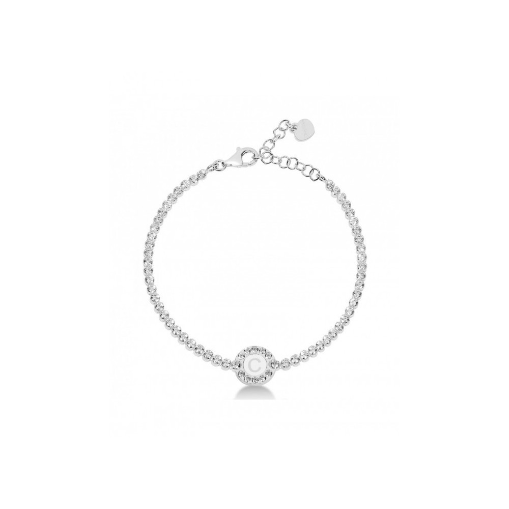 1 - Tennis bracelet woman letter C Dvuccio BTCAG / W-C 925 silver with zircons Charlotte collection