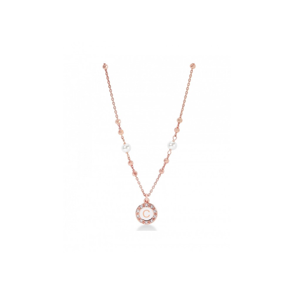 1 - Collana donna lettera C Dvuccio CTRESAG/R-C Argento 925 placcato Oro Rosa collezione Kelly