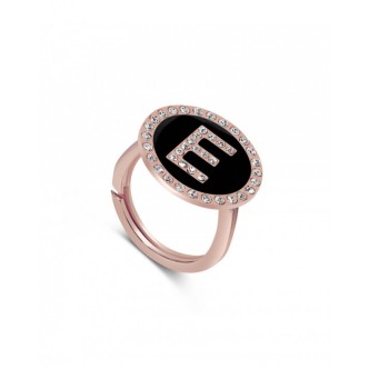 1 - Woman ring letter E AMINIAG / 2C-E 925 silver with zircons My Letters collection