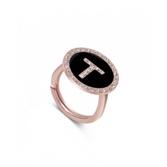 1 - Woman ring letter T AMINIAG / 2C-T 925 silver with zircons My Letters collection