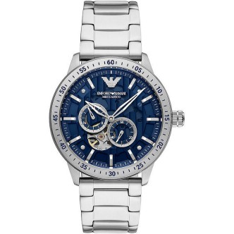 1 - Orologio meccanico uomo Emporio Armani fondo blu AR60052 acciaio