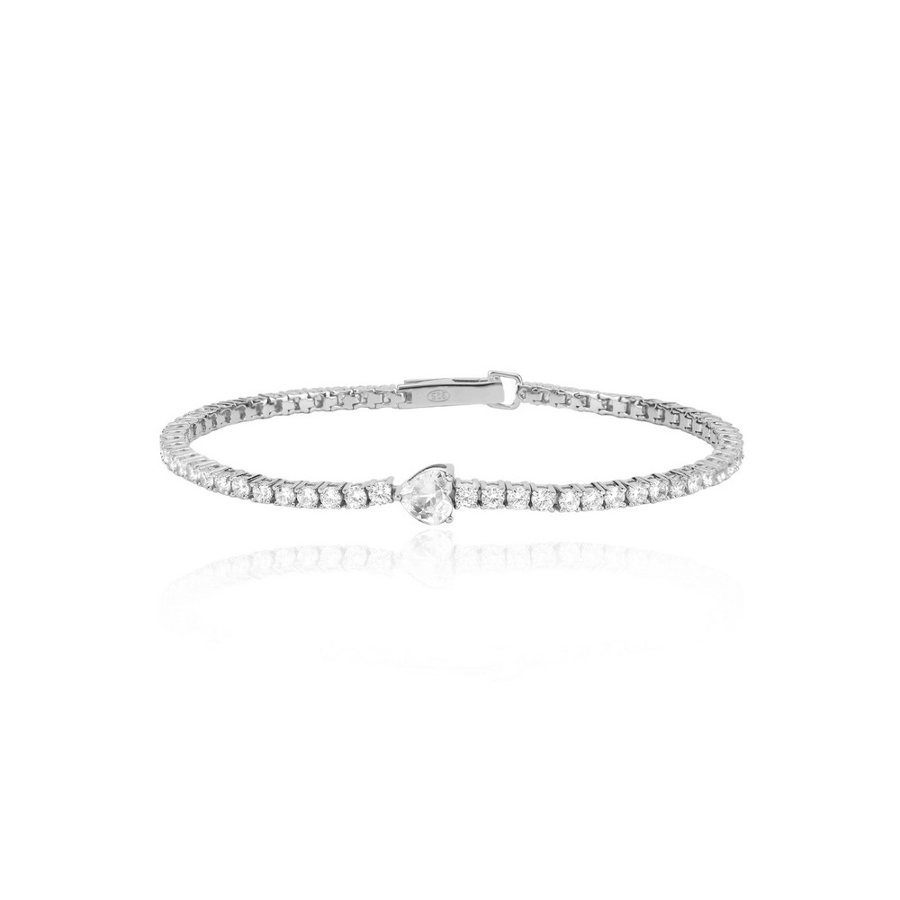 1 - Bracciale Tennis cuore Mabina 533438-S Argento 925 con zirconi