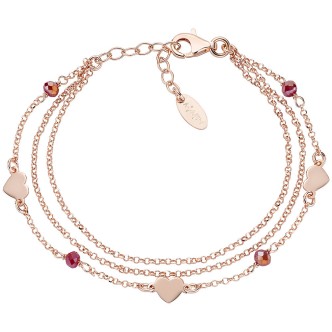 1 - Bracciale 3 fili donna cuori Amen Elegance rosata Argento 925 BRMFCURR