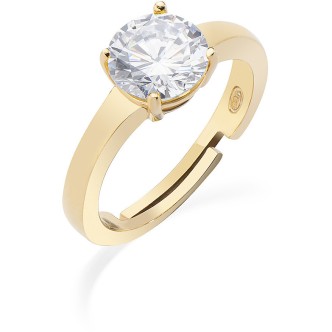 1 - Solitaire woman golden ring zircon Amen Silver 925 ANFEGB2