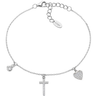 1 - Amen woman heart and cross bracelet Silver 925 BRCRCUBBZ