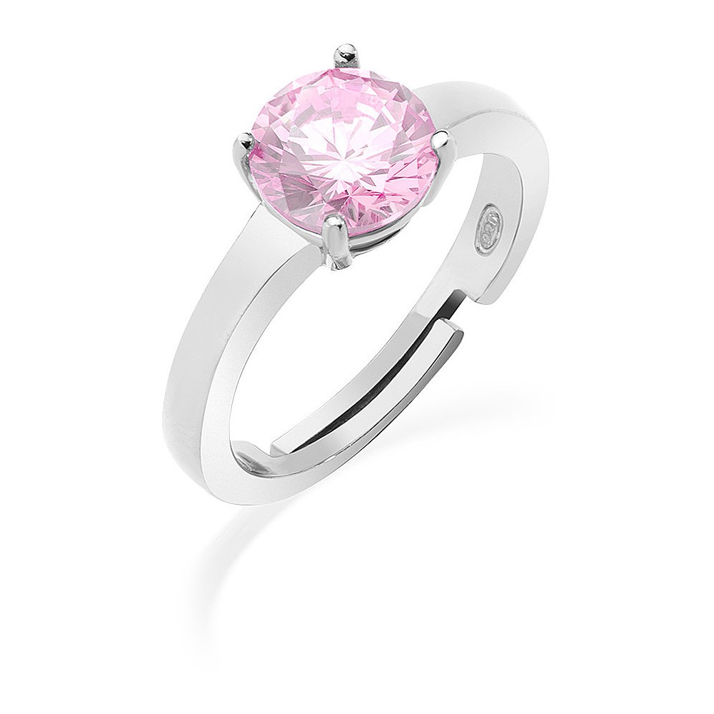 1 - Anello donna solitario zircone rosa Amen Argento 925 ANFEBRO2