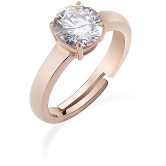 1 - Woman's ring pink solitaire zircon Amen Silver 925 ANFERB2