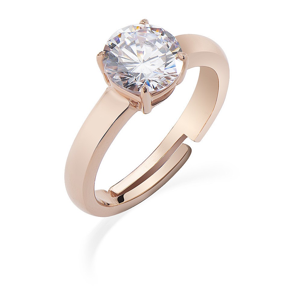 1 - Woman's ring pink solitaire zircon Amen Silver 925 ANFERB2